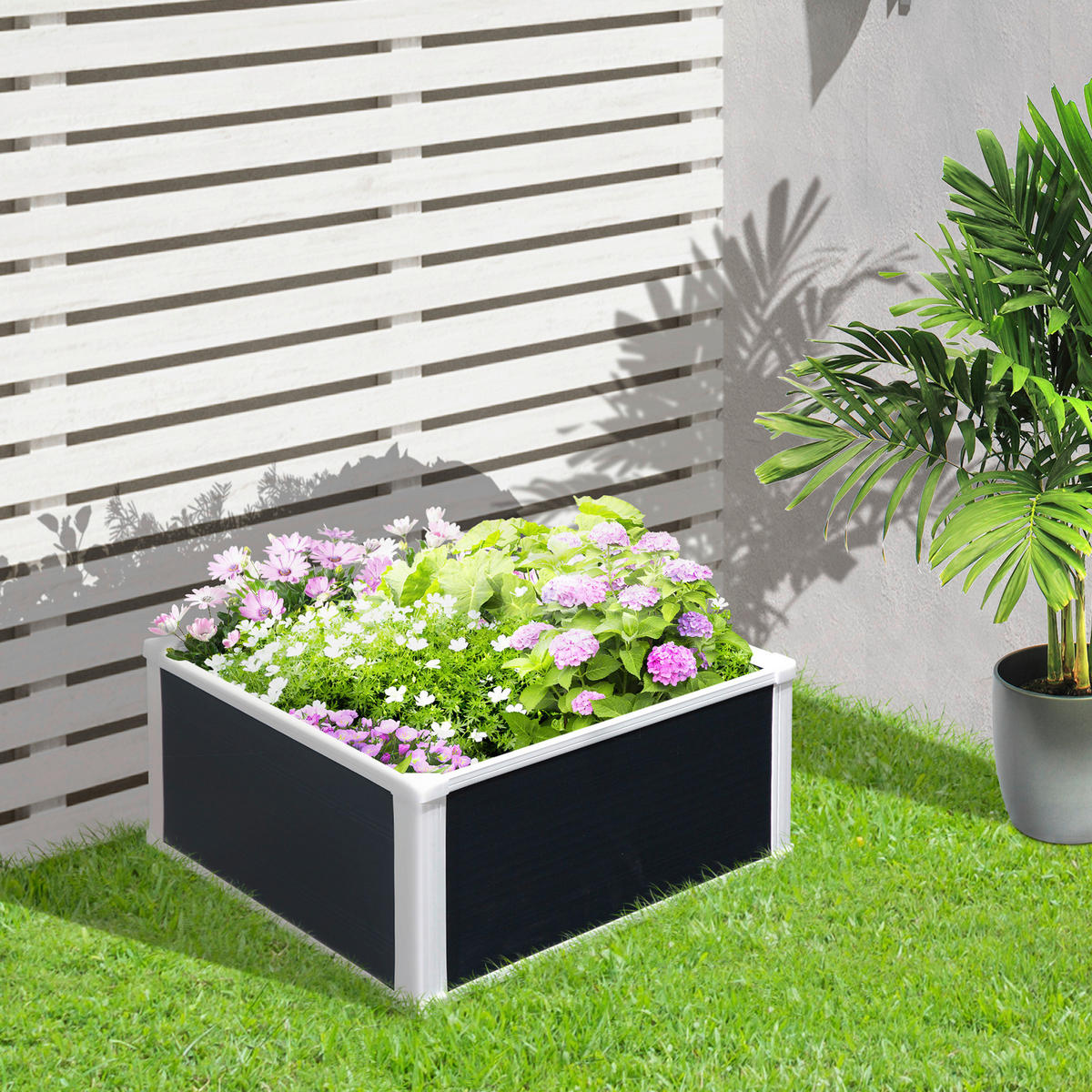 Outsunny Hochbeet grau B/H/L: ca. 60x30x60 cm Hochbeet - grau (60,00/60,00/30,00cm) - Outsunny