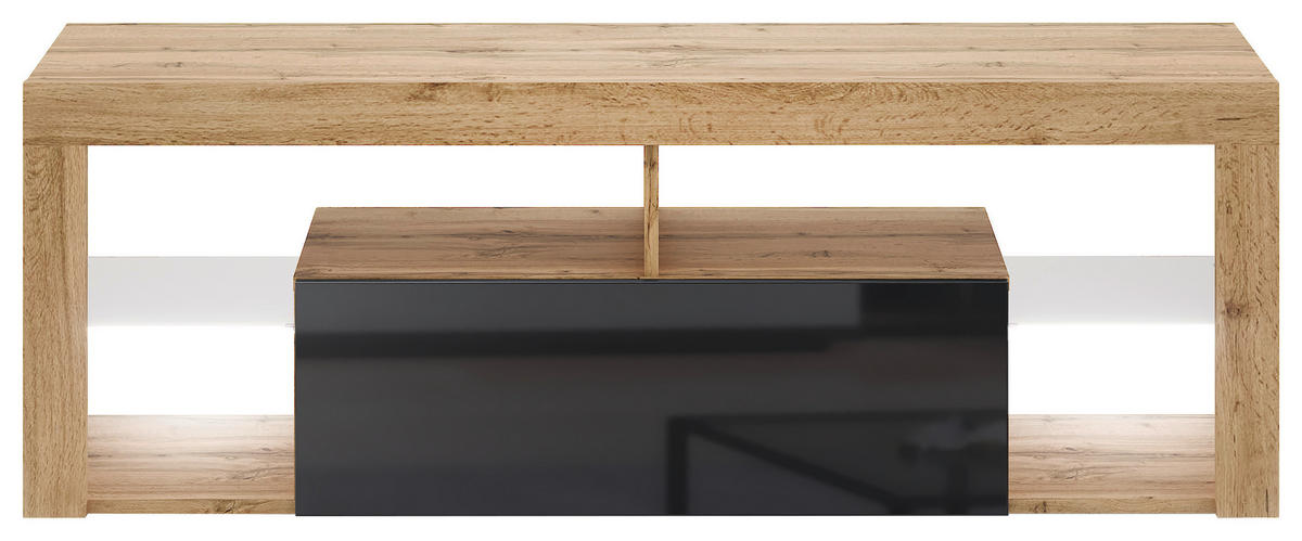 TV-Lowboard TV LOWBOARD Everest 140 LED Eiche Wotan Nachbildung schwarz glänzend B/H/T: ca. 140x50x35 cm TV LOWBOARD Everest 140 LED - Eiche/schwarz (140,00/50,00/35,00cm) - WIPMEB