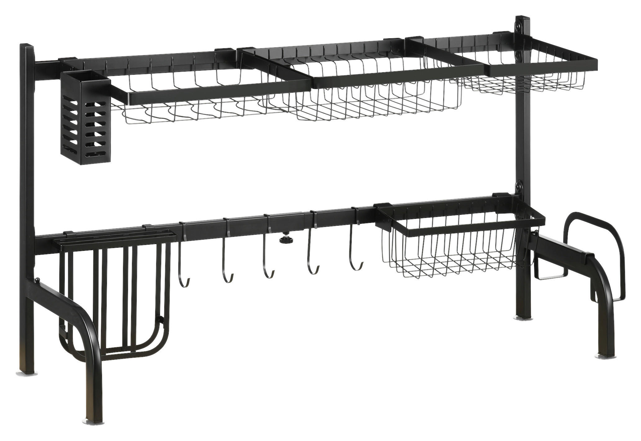 HOMCOM Küchenhelfer schwarz Edelstahl B/H/L: ca. 30x93x52 cm Abtropfgestell - schwarz (52,00/30,00/93,00cm) - HOMCOM