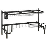 HOMCOM Küchenhelfer schwarz Edelstahl B/H/L: ca. 30x93x52 cm Abtropfgestell - schwarz (52,00/30,00/93,00cm) - HOMCOM