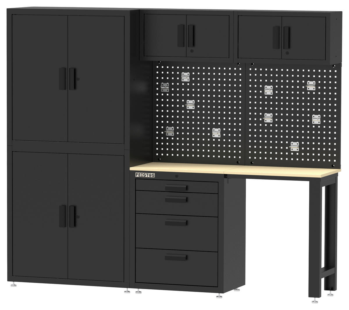 Werkzeugschrank Monos schwarz B/H/L: ca. 228x190x46 cm Monos - schwarz (46,00/228,00/190,00cm) - Feistos