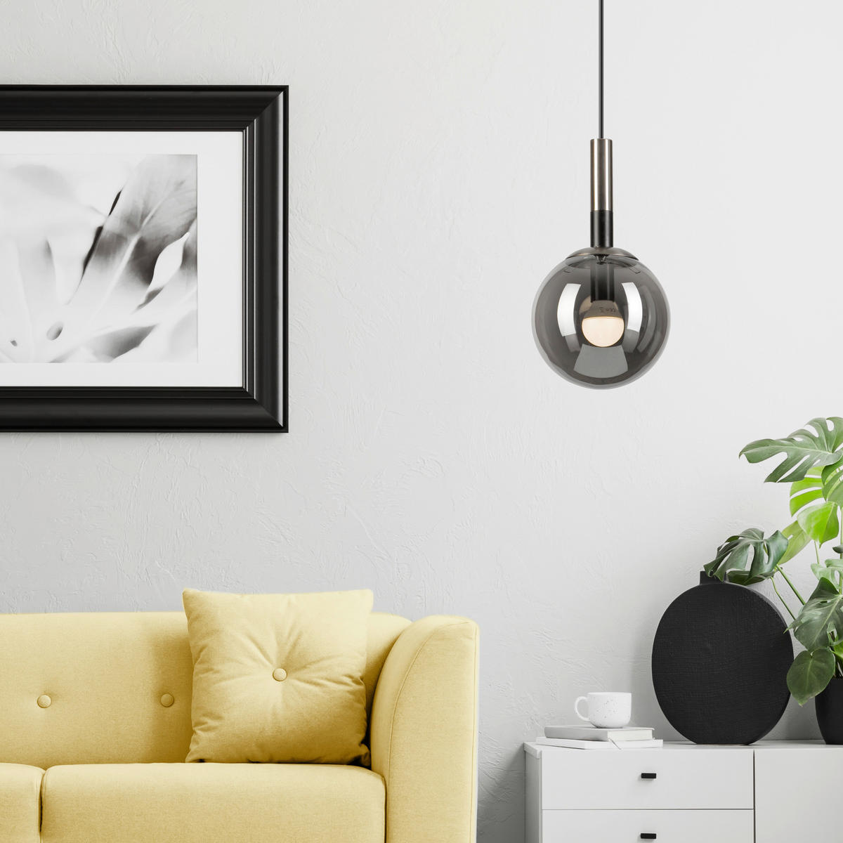 Lamkur Hängeleuchte Chrom Glas Stahl B/H/L: ca. 15x120x15 cm 1.0 Brennstellen ROLLO - Chrom (15,00/15,00/120,00cm) - Lamkur