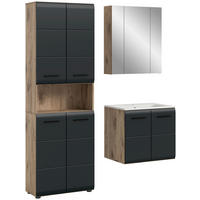 Badezimmer-Set Ice Nox Oak Nachbildung schwarz matt B/H/T: ca. 135x185x46 cm Ice - schwarz (135,00/185,00/46,00cm) - xonox.home