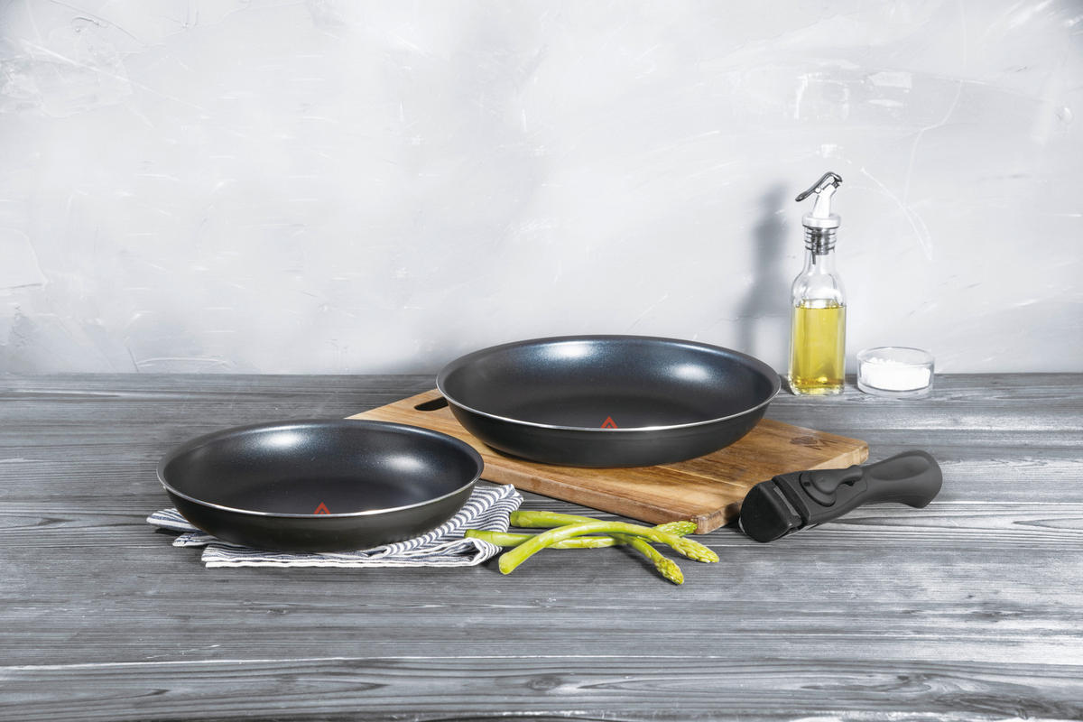 BERGNER Pfannenset CLICK & COOK silber Aluminium CLICK & COOK - schwarz/silber (38,50/35,50/5,60cm) - BERGNER