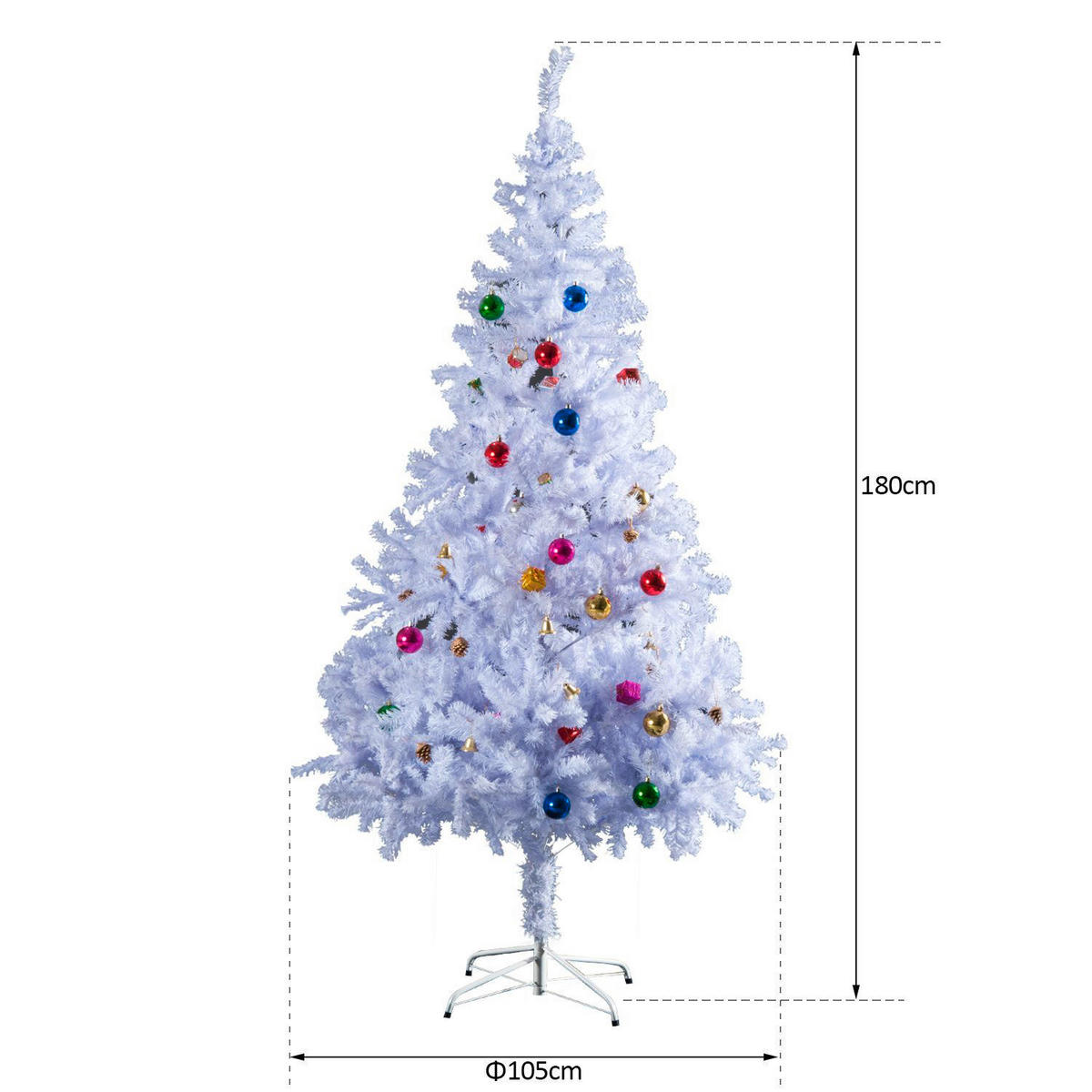 HOMCOM Weihnachtsbaum Weihnachtsbaum_weiß - weiß (105,00/180,00cm) - HOMCOM