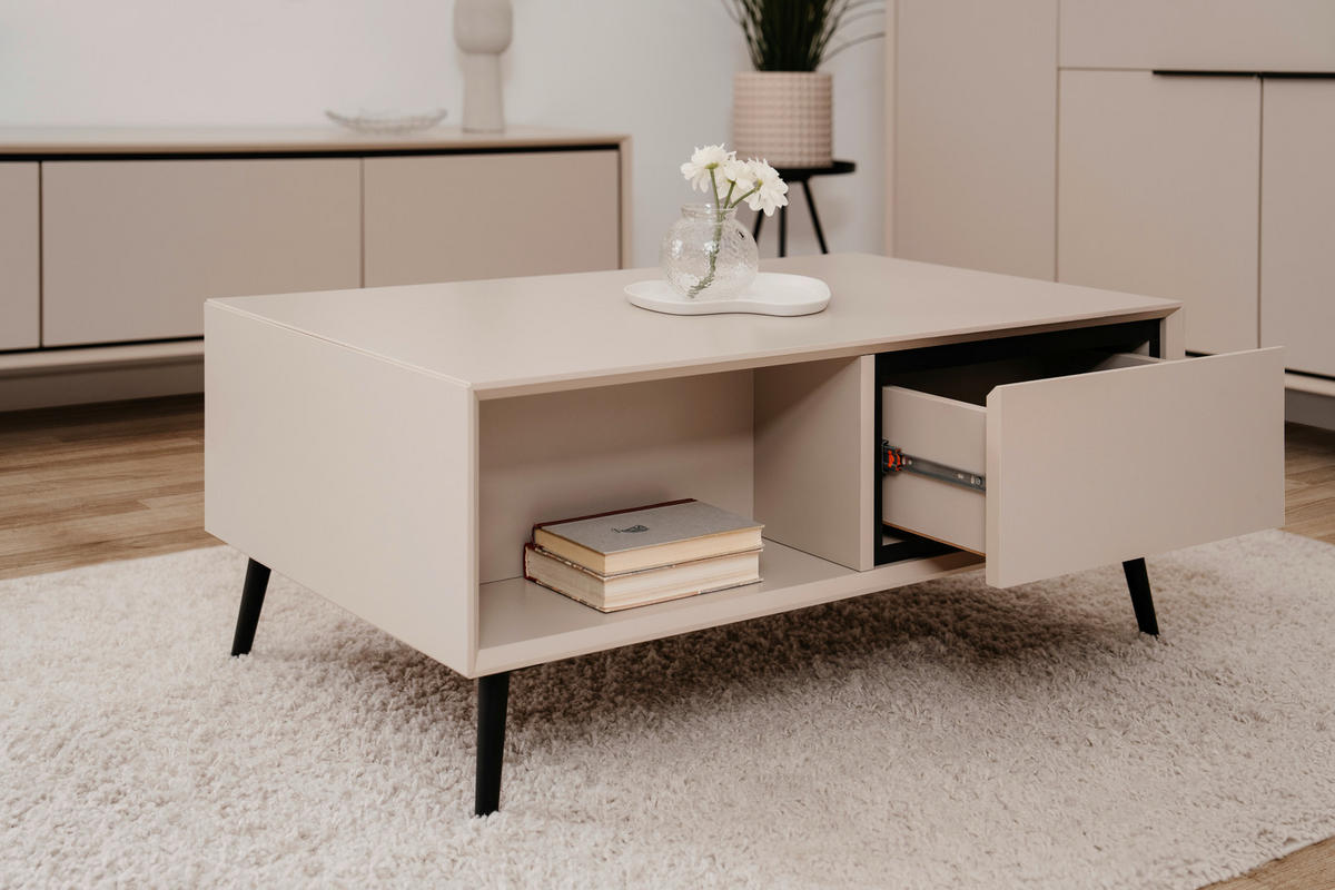 Couchtisch Arona sand schwarz B/H/T: ca. 94x40x55 cm Arona - sand/schwarz (94,00/40,00/55,00cm)