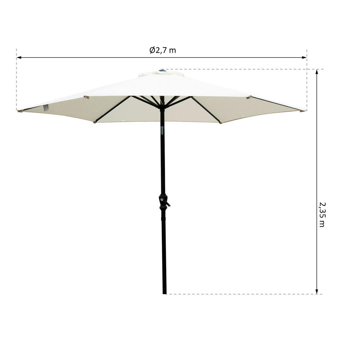 Outsunny Sonnenschirm beige Aluminium B/H/L/S/D: ca. 260x235x260x3,8x270 cm Sonnenschirm - beige (260,00/260,00/235,00cm) - Outsunny