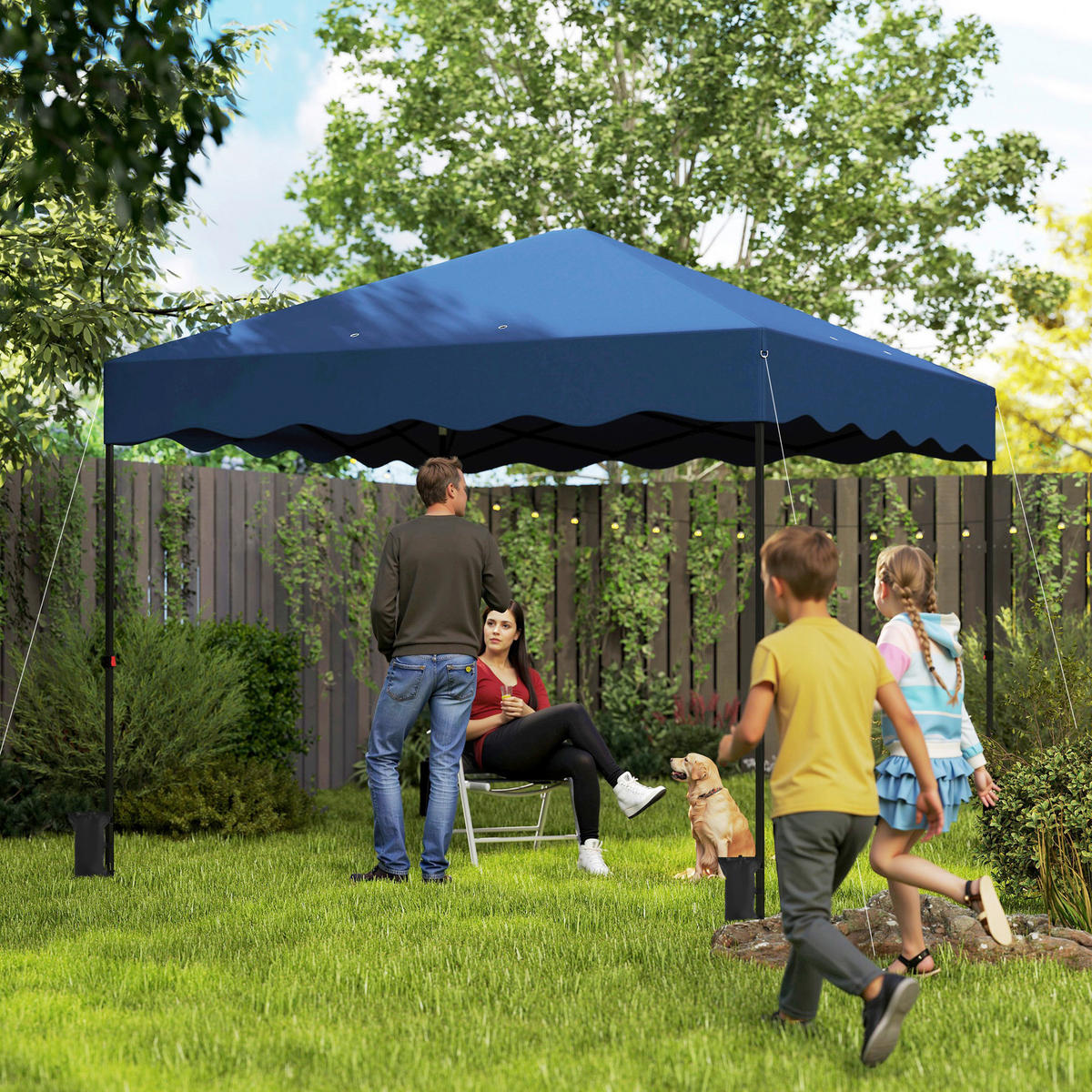 Outsunny Pavillon blau Metall B/H/L: ca. 297x287x297 cm Pavillon - blau (297,00/297,00/287,00cm) - Outsunny