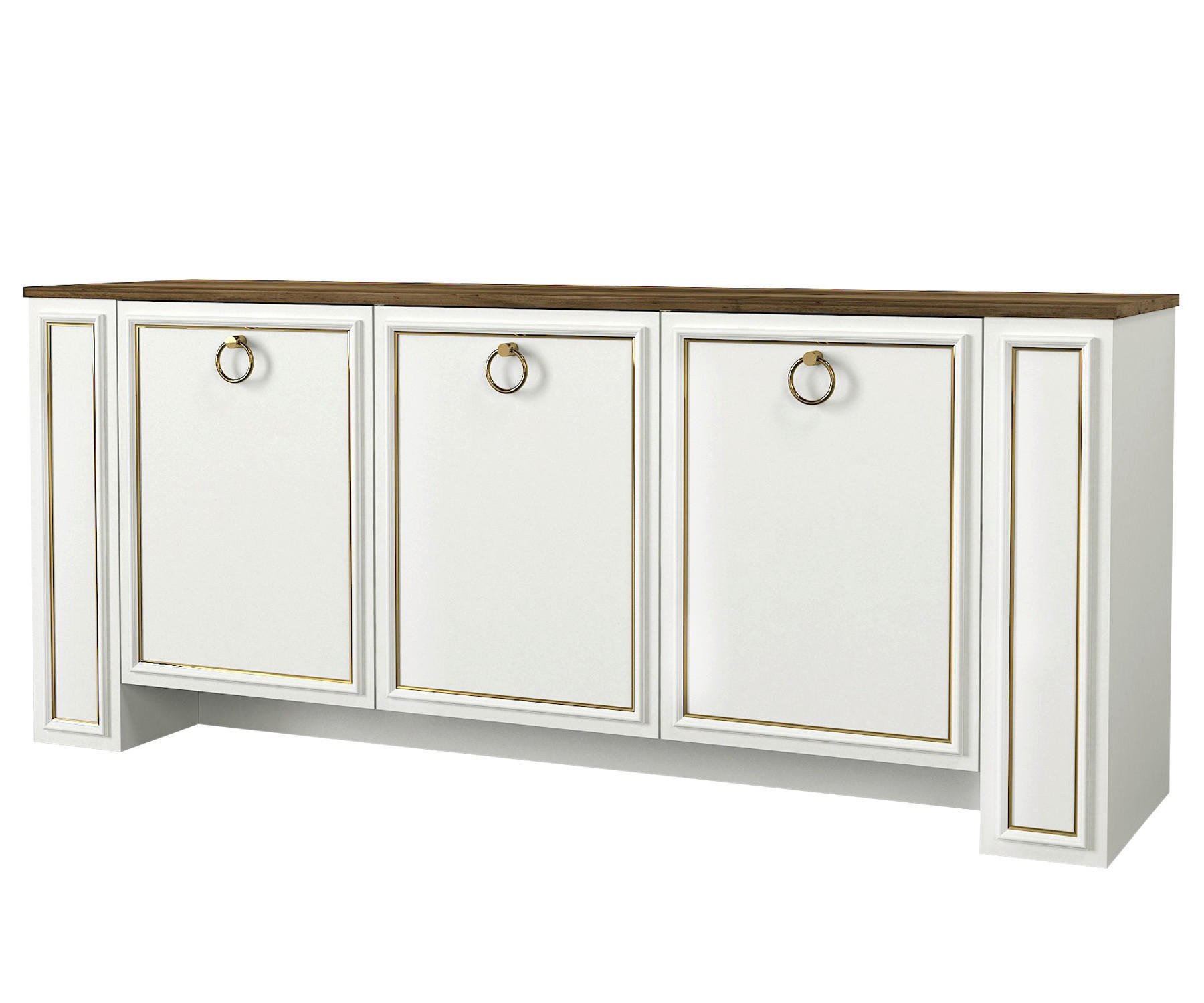 Sideboard Sansa weiß walnuss Nachbildung B/H/T: ca. 180x76x45 cm Sansa - weiß/walnuss (180,00/76,00/45,00cm) - moebel17