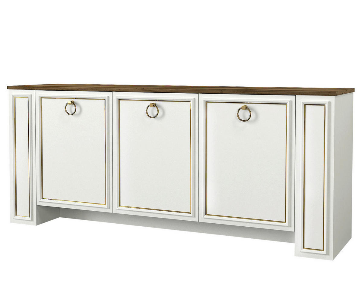 Sideboard Sansa weiß walnuss Nachbildung B/H/T: ca. 180x76x45 cm Sansa - weiß/walnuss (180,00/76,00/45,00cm) - moebel17