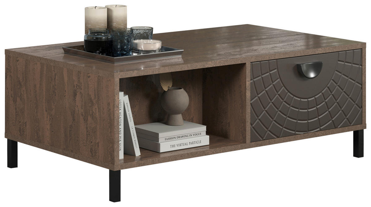 Couchtisch Fusion Eiche dunkel Nachbildung bronze Optik B/H/T: ca. 110x37x60 cm Fusion - Eiche/bronze (110,00/37,00/60,00cm)