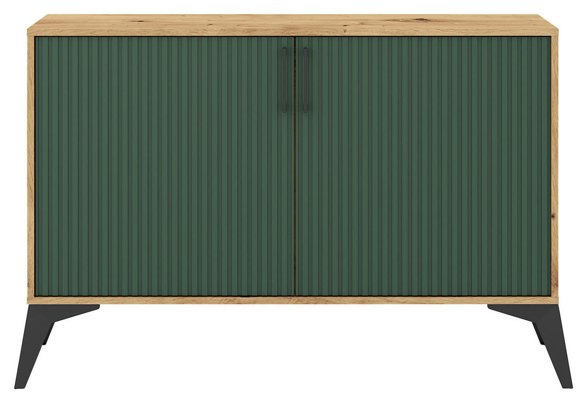 Kommode LUGO Eiche Artisan Nachbildung grün softmatt B/H/T: ca. 108,2x78,4x40 cm LUGO - Eiche/grün (108,20/78,40/40,00cm) - WIPMEB