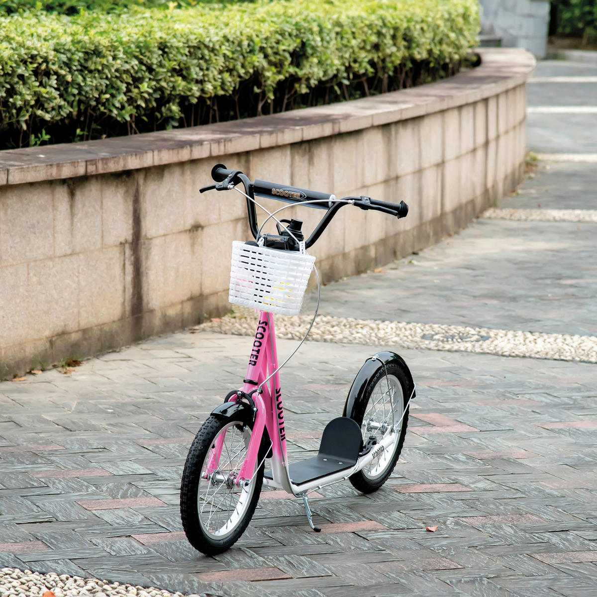 HOMCOM Kinderroller rosa Kinderroller - weiß/rosa (139,00/58,00/96,00cm) - HOMCOM