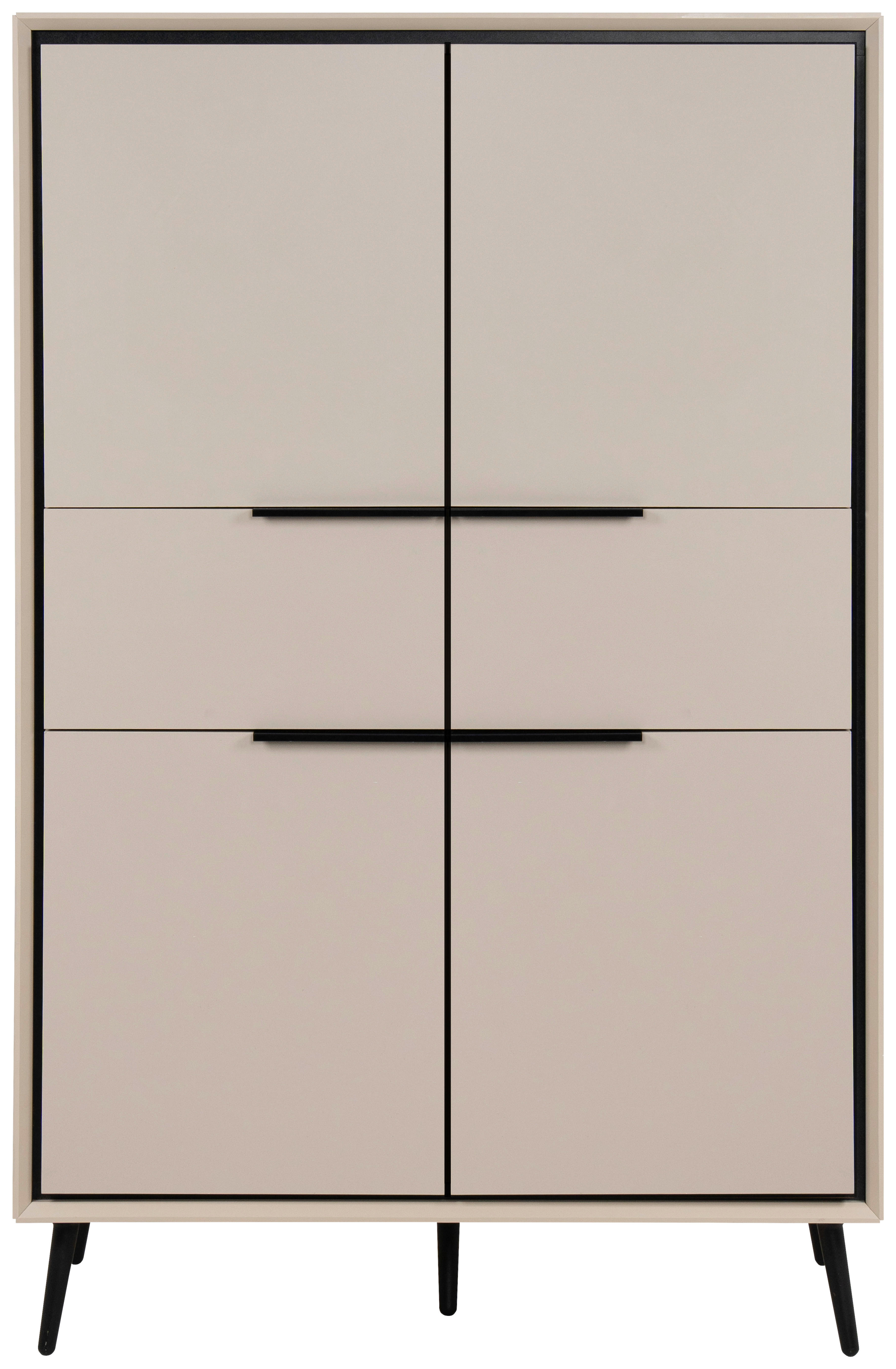 Highboard Arona sand schwarz B/H/T: ca. 90x140x38 cm