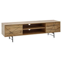 Lowboard Eiche Nachbildung schwarz pulverbeschichtet B/H/T: ca. 160x45x40 cm Lowboard - Eiche/schwarz (160,00/45,00/40,00cm) - Wohnling