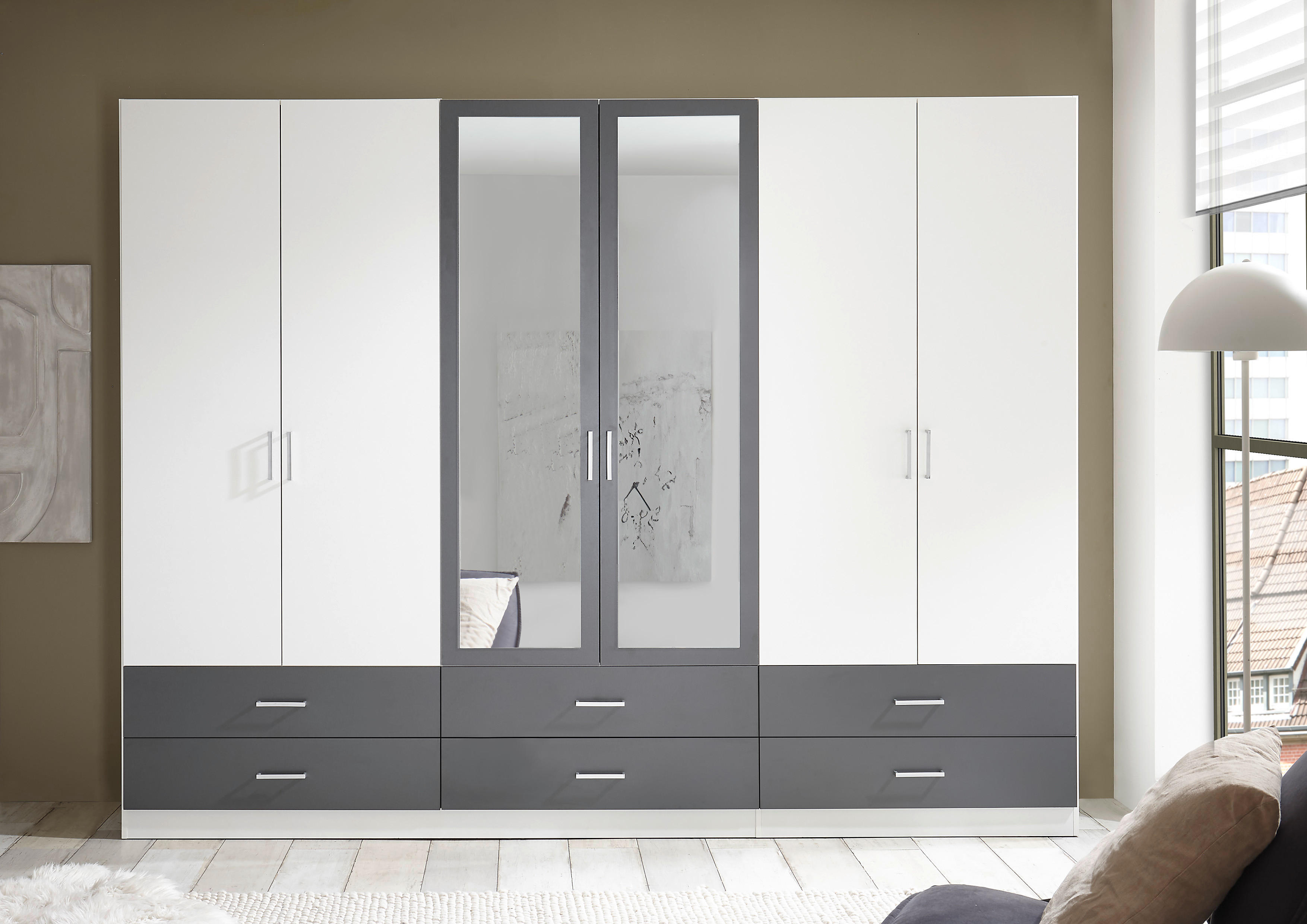 Kleiderschrank Janne weiß Graphit B/H/T: ca. 272x211x55 cm Janne - weiß/Graphit (272,00/211,00/55,00cm)
