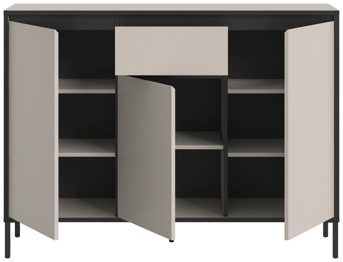 Kommode Tron Kaschmirgrau Nachbildung schwarz B/H/T: ca. 136x101x38 cm Tron - schwarz (136,00/101,00/38,00cm) - xonox.home