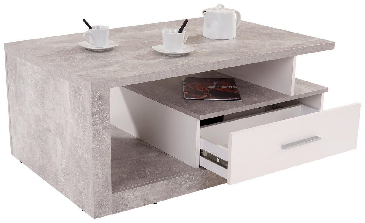 Couchtisch Iguan Beton weiß B/H/T: ca. 110x45x67 cm Iguan - Beton/weiß (110,00/45,00/67,00cm)