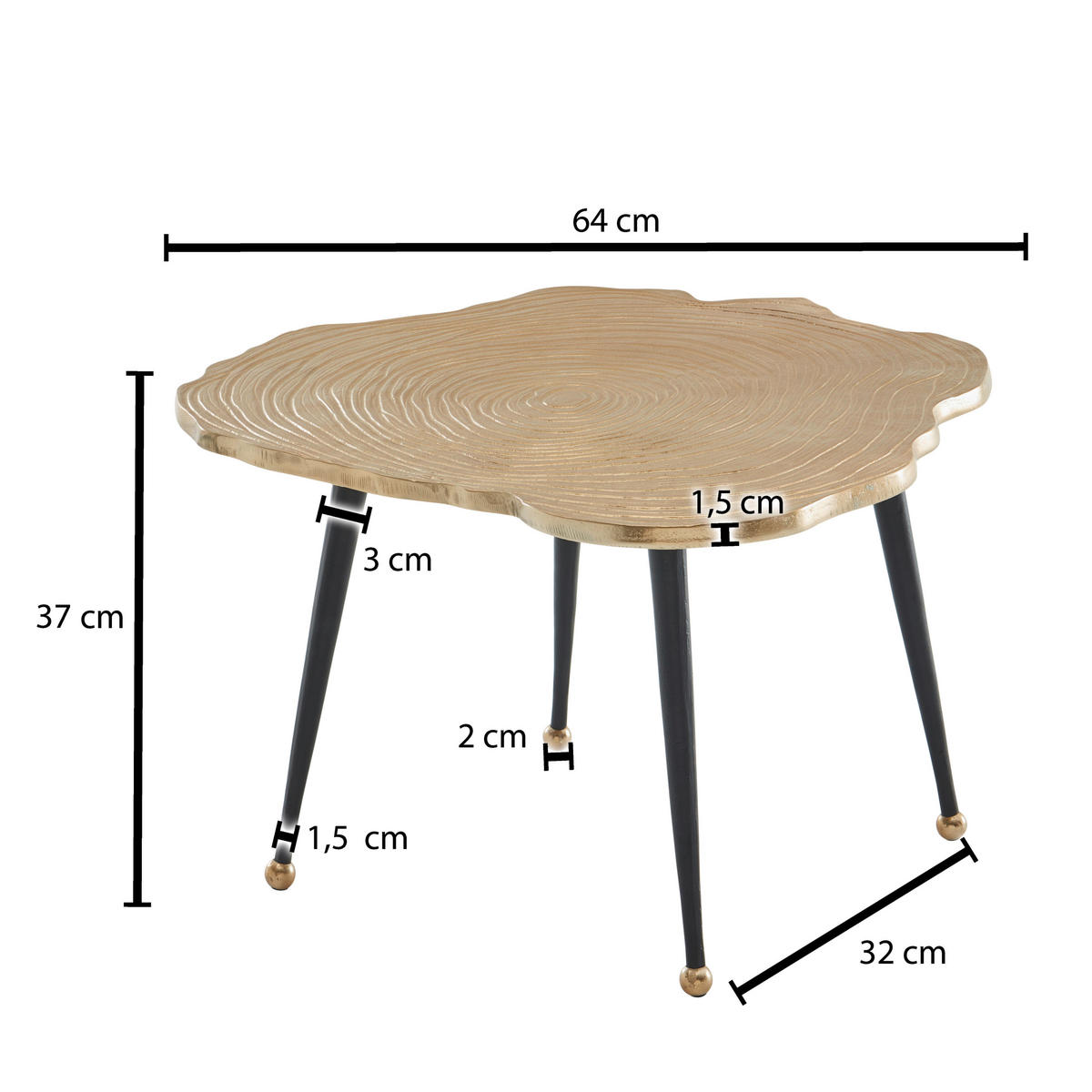 Couchtisch  B/H/T: ca. 64x37x64 cm Couchtisch - (64,00/37,00/64,00cm) - Wohnling