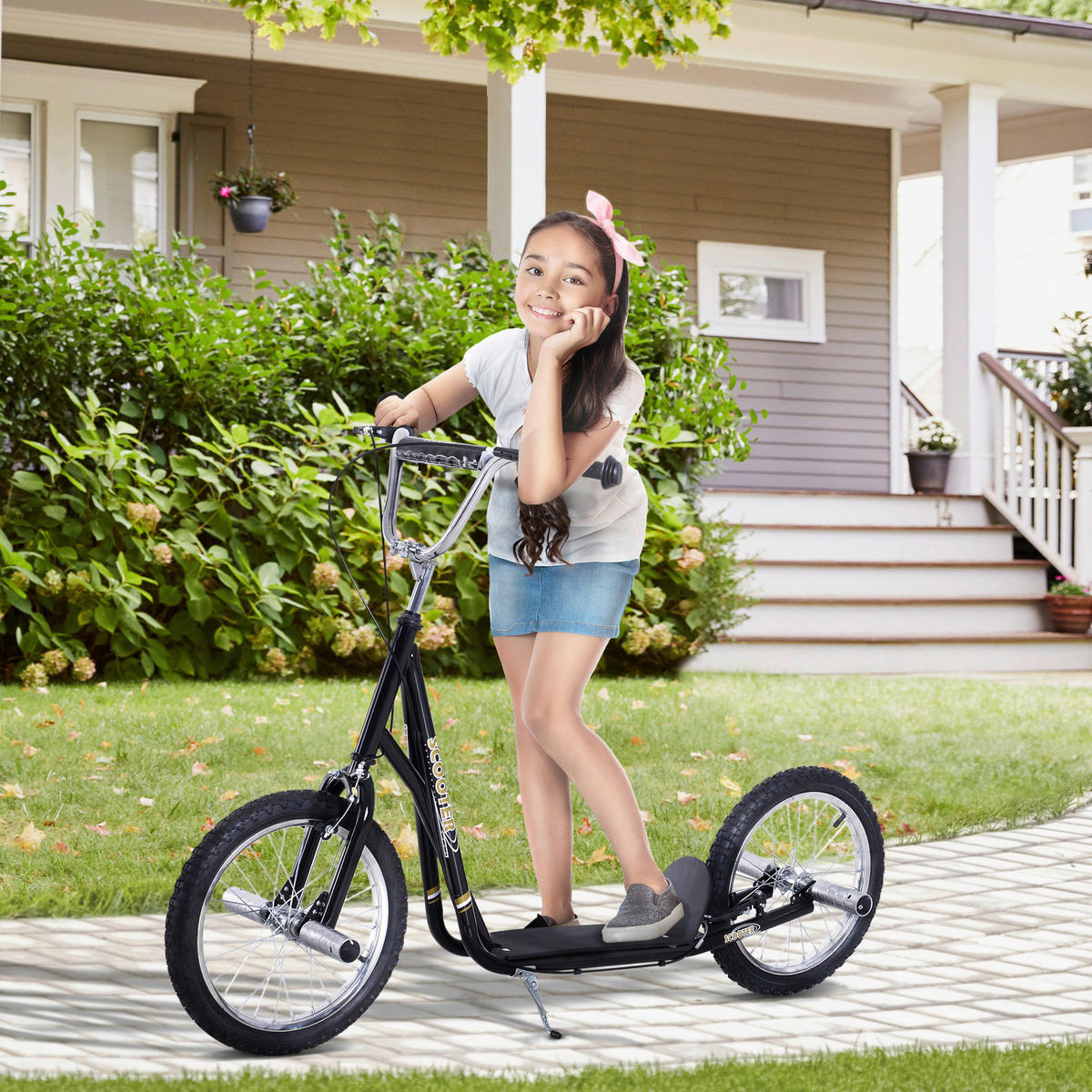 HOMCOM Kinderroller schwarz Kinderroller - schwarz (143,00/58,00/100,00cm) - HOMCOM