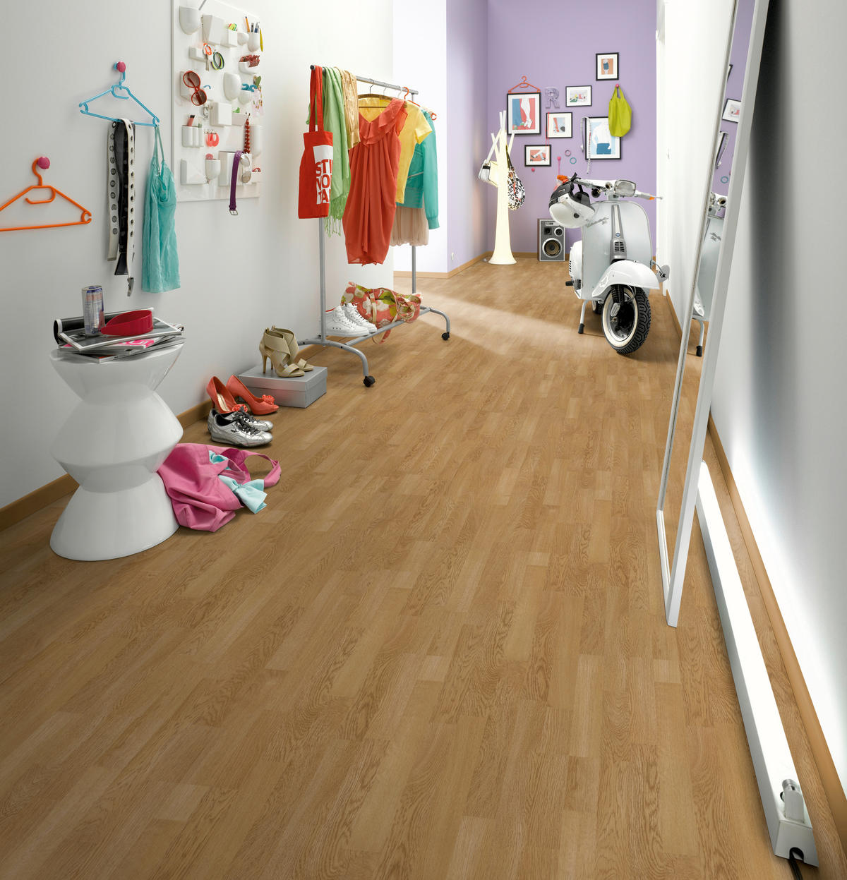 EGGER Laminatboden Eiche 3-Stab ca. 2,7429 m² im Paket  B/L: ca. 19,3x129,2 cm pro Paket Eiche 3-Stab ca. 2,7429 m² im Paket - hellbraun (19,30/129,20cm) - EGGER