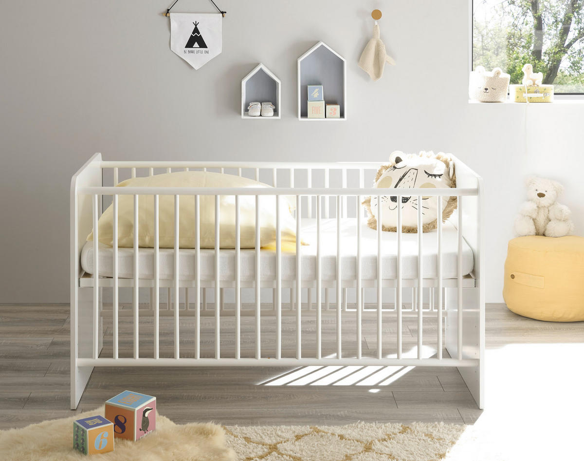 Babybett Alex weiß Graphit Liegefläche B/L: ca. 70x140 cm Alex - weiß/Graphit (70,00/140,00cm)