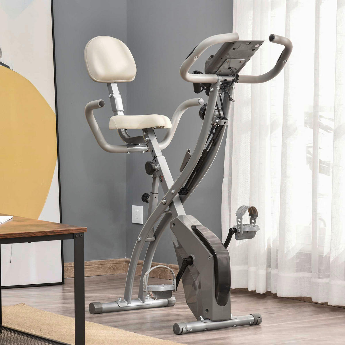 HOMCOM Fahrradtrainer grau Kunststoff B/H/L: ca. 51x115x97 cm Fahrradtrainer - grau (97,00/51,00/115,00cm) - HOMCOM