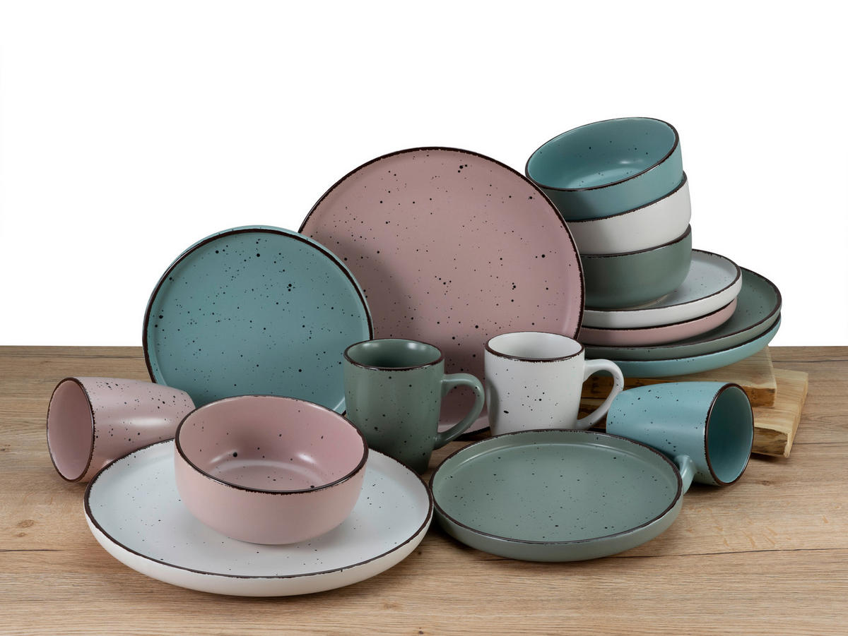 CreaTable Kombiservice Modern Fashion multicolor Steinzeug 16 tlg. Modern Fashion - multicolor - CreaTable
