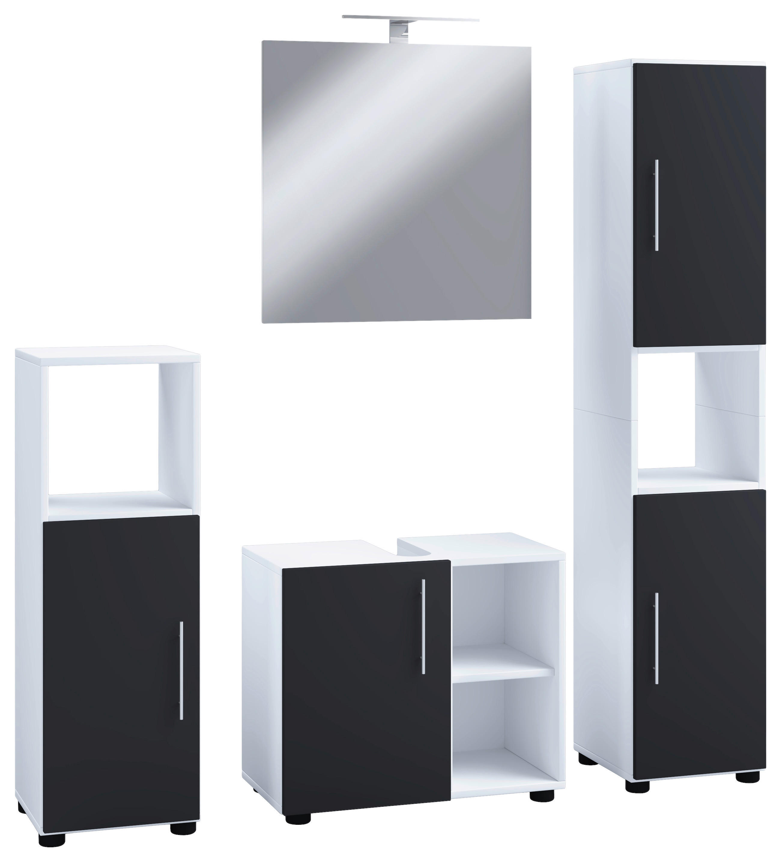 Badezimmer-Set 4tlg-Flandu schwarz weiß 4tlg-Flandu - weiß/schwarz - VCM Möbel