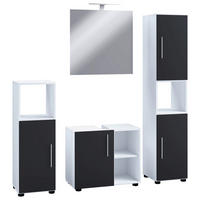 Badezimmer-Set 4tlg-Flandu schwarz weiß 4tlg-Flandu - weiß/schwarz - VCM Möbel