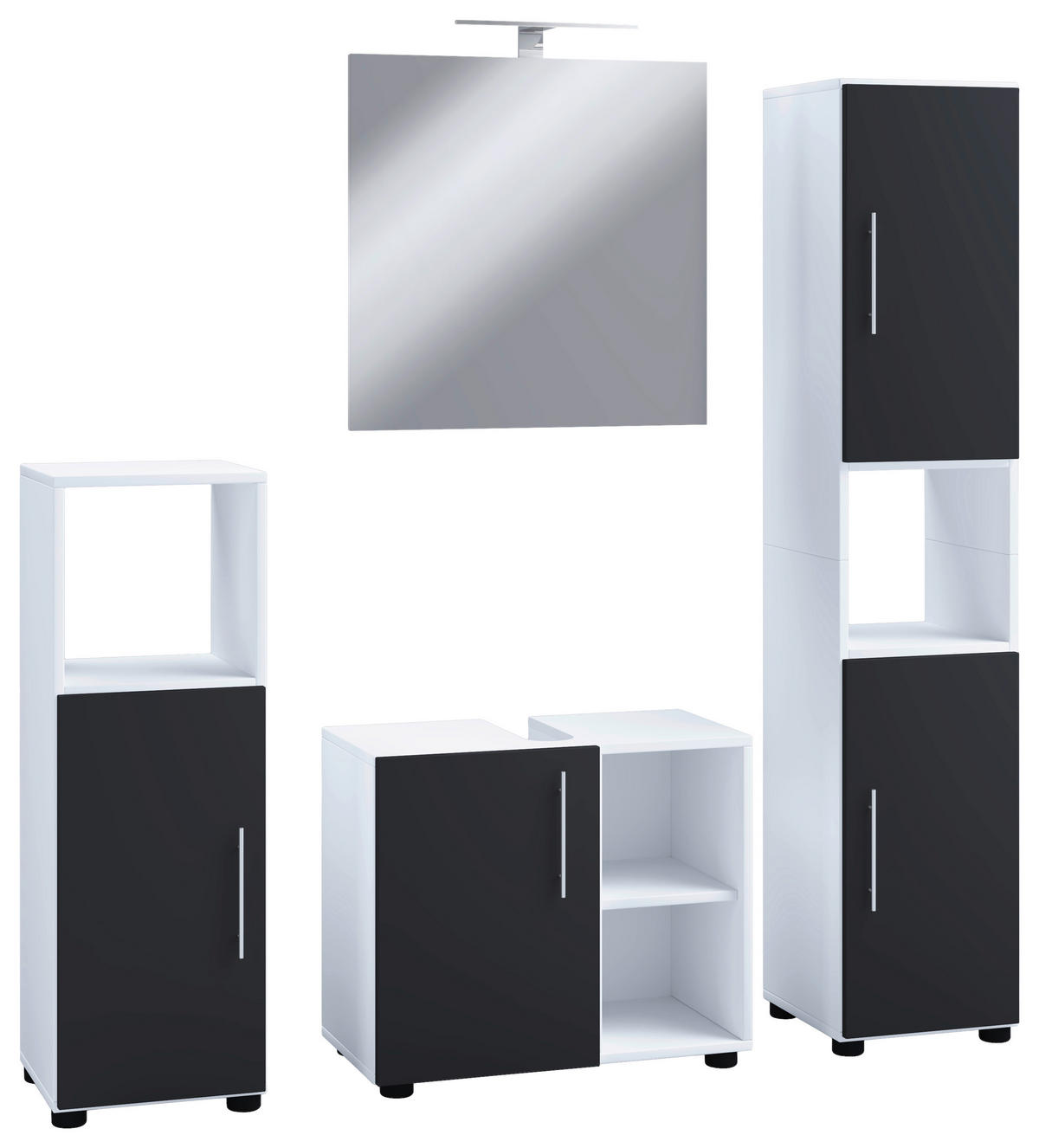 Badezimmer-Set 4tlg-Flandu schwarz weiß 4tlg-Flandu - weiß/schwarz - VCM Möbel