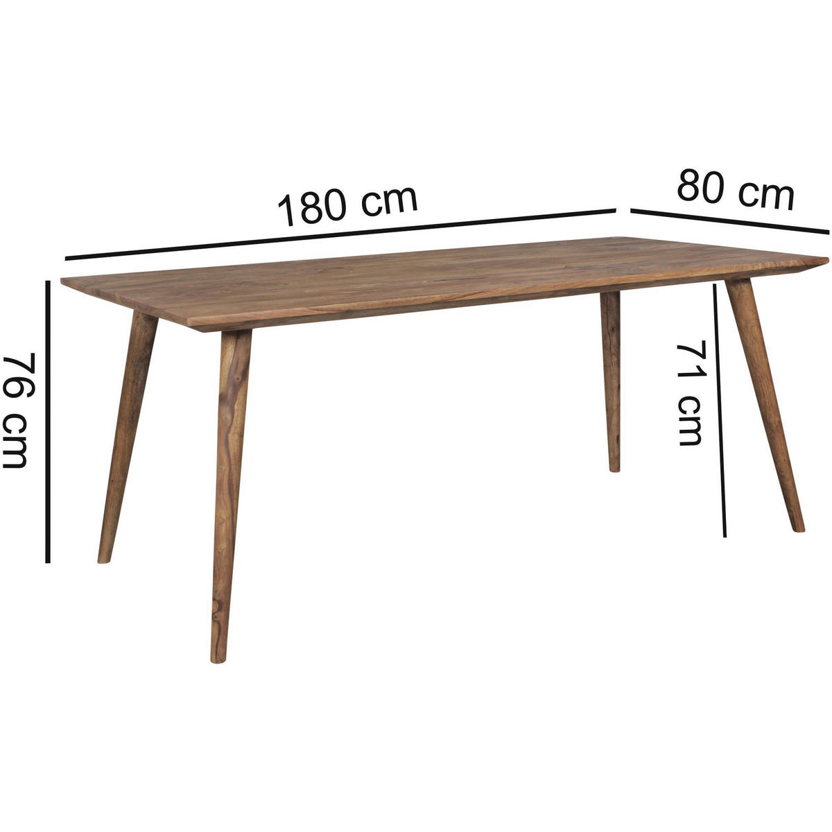 Esstisch natur B/H/T: ca. 180x76x80 cm Esszimmertisch - natur (180,00/76,00/80,00cm) - Wohnling