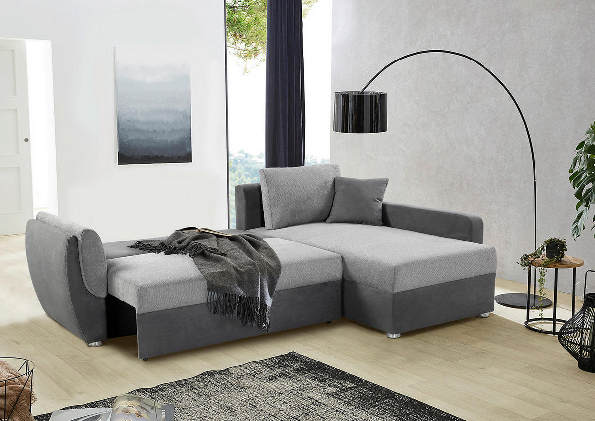 Ecksofa mit Bettfunktion und Bettkasten grau anthrazit B/H/T: ca. 247x82x178 cm Sebastian_Ecksofa - anthrazit/grau (247,00/82,00/178,00cm)