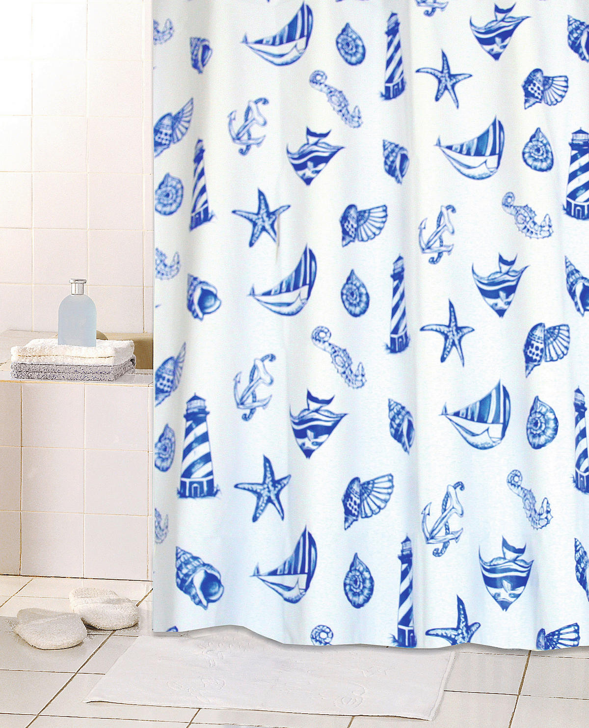Duschvorhang blau Kunststoff B/L: ca. 180x200 cm Duschvorhang_Marine_ACUS - blau (180,00/200,00cm) - Acus