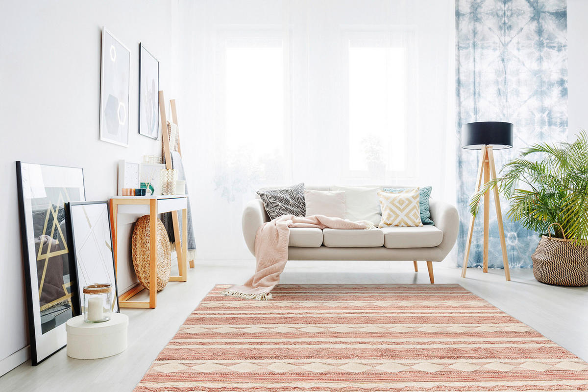 360Living Teppich Bohist creme B/L: ca. 200x290 cm Bohist - creme/rosa (200,00/290,00cm) - 360Living
