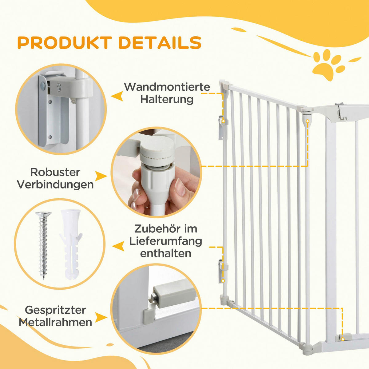 PawHut Absperrgitter Absperrgitter - (180,00/3,00/74,50cm) - PawHut
