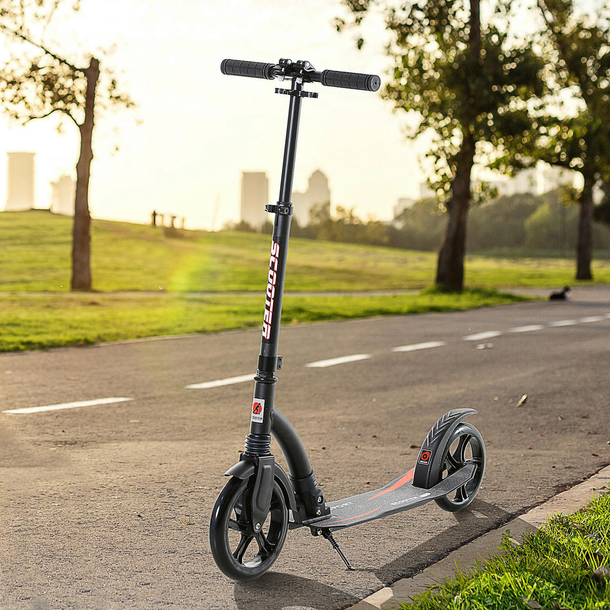 HOMCOM Tretroller schwarz B/H/L: ca. 37,5x101,5x92,5 cm Tretroller - schwarz (92,50/37,50/101,50cm) - HOMCOM