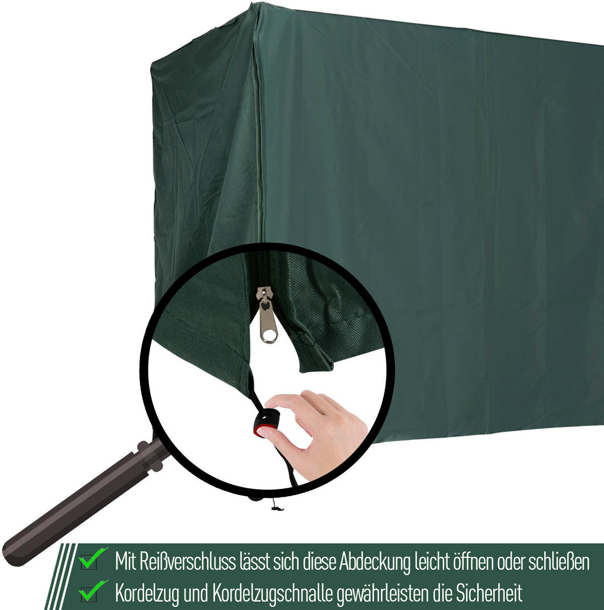 Outsunny Abdeckung für Hollywoodschaukel dunkelgrün Polyester-Mischgewebe B/H/L: ca. 114x152x177 cm Abdeckung_Hollywoodschaukel - dunkelgrün (177,00/114,00/152,00cm) - Outsunny
