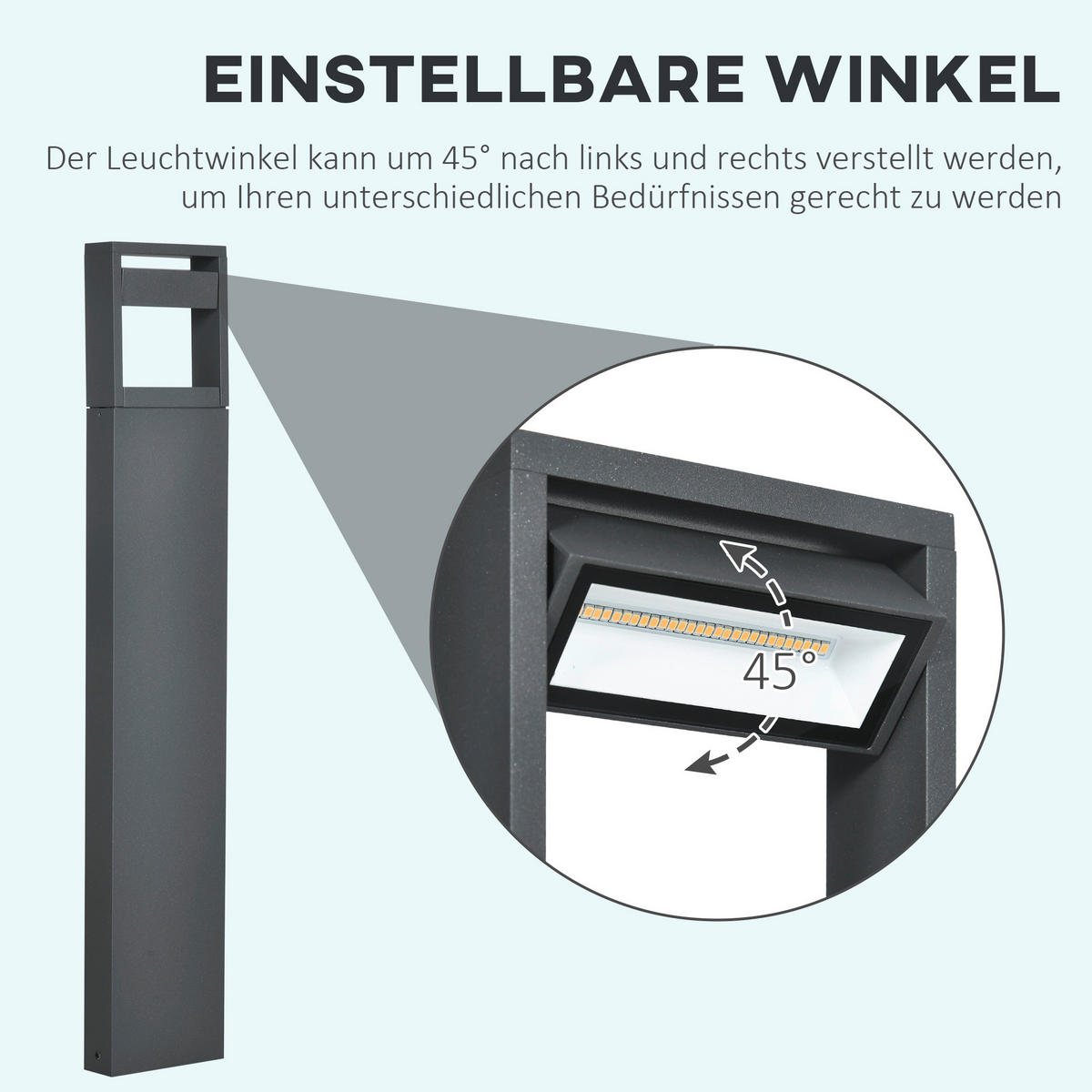 Gartenlampe mit LED dunkelgrau Aluminium Glas Gummi B/H/L: ca. 5x90x16 cm Gartenlampe_mit_LED - dunkelgrau (16,00/5,00/90,00cm) - Outsunny