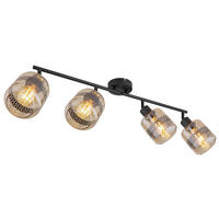 GLOBO Spot schwarz Metall B/H/T: ca. 11x25x70,5 cm E27 4 Brennstellen LAZARUS - schwarz (11,00/25,00/70,50cm) - GLOBO