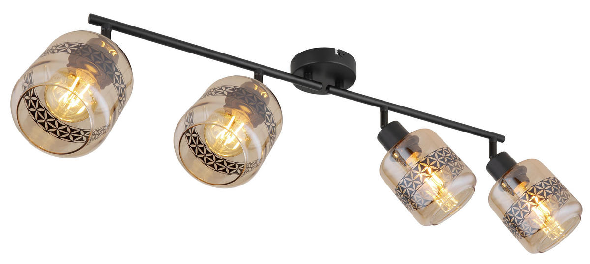 GLOBO Spot schwarz Metall B/H/T: ca. 11x25x70,5 cm E27 4 Brennstellen LAZARUS - schwarz (11,00/25,00/70,50cm) - GLOBO