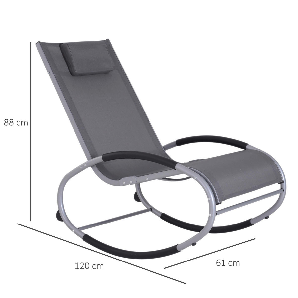 Outsunny Schaukelstuhl grau Aluminium B/H/L: ca. 61x88x120 cm Schaukelstuhl - grau (120,00/61,00/88,00cm) - Outsunny