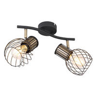 GLOBO Spot gold schwarz Metall B/H/T: ca. 23x18,5x29,6 cm E27 2 Brennstellen ARGUSTO - gold/schwarz (23,00/18,50/29,60cm) - GLOBO