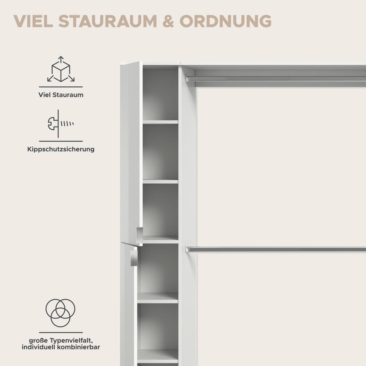 Garderobe PROJEKT X weiß weiß Hochglanz B/H/T: ca. 341x191x37 cm PROJEKT X - weiß (341,00/191,00/37,00cm) - xonox.home