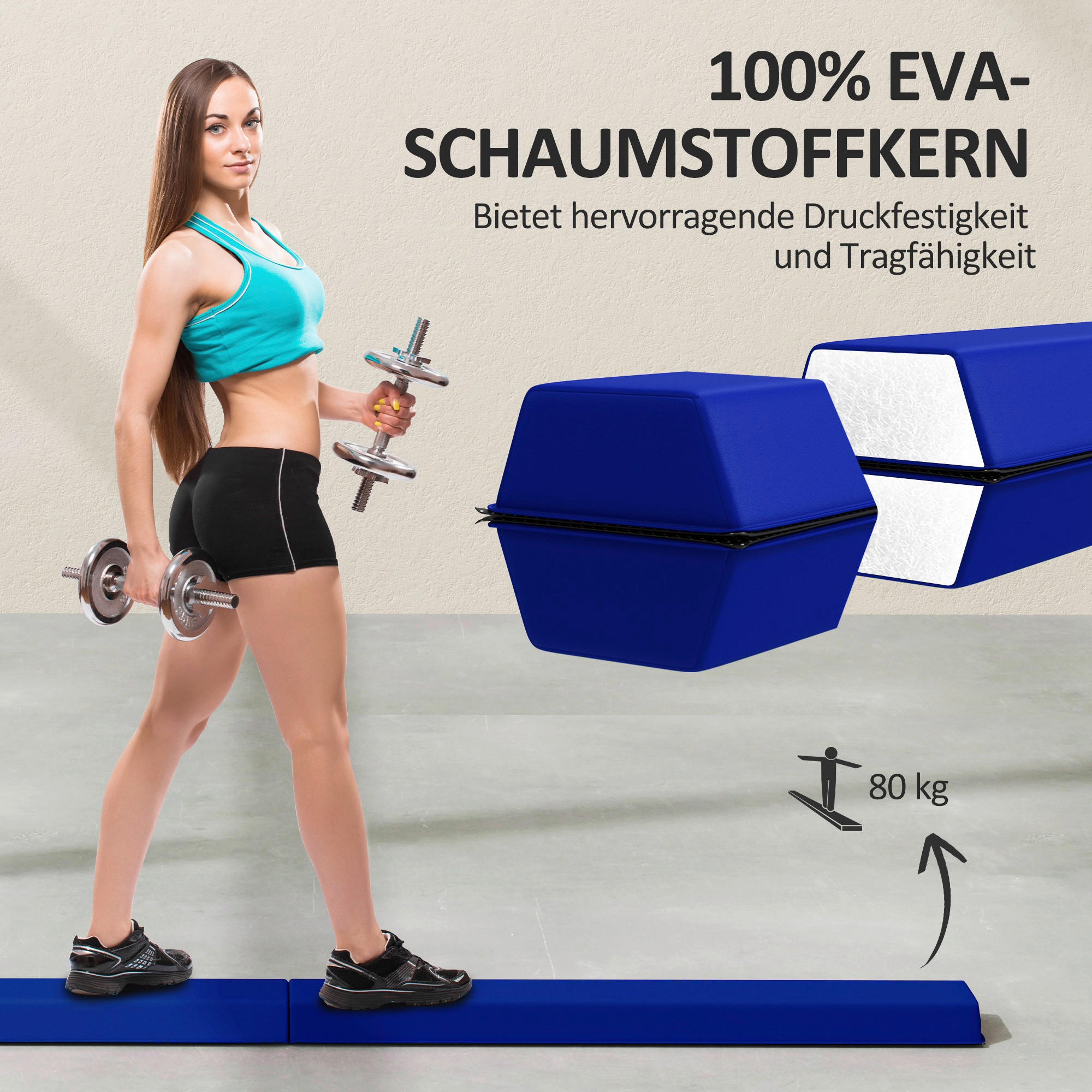 Thumbnail - SPORTNOW Schwebebalken blau Polyester B/H/L: ca. 15x6,5x236 cm