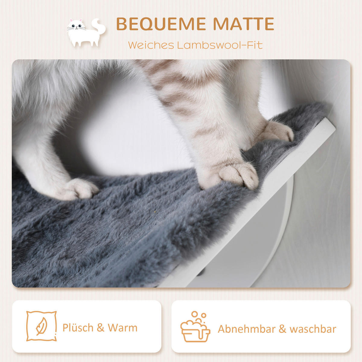 PawHut Katzenbett grau Polyester B/H/L: ca. 28x21x41 cm Katzenbett - grau (41,00/28,00/21,00cm) - PawHut