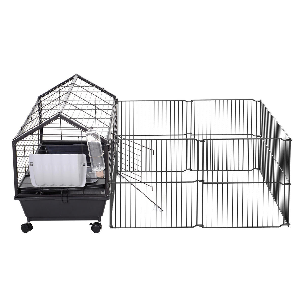 PawHut Meerschweinkäfig schwarz Metall B/H/L: ca. 130x56x88 cm Meerschweinkäfig - schwarz (88,00/130,00/56,00cm) - PawHut
