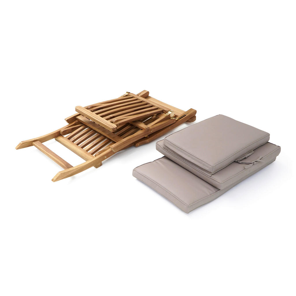 Thumbnail - AXI Outdoor Living Gartenliege Costa beige Teakholz B/H/L: ca. 60x80x150 cm