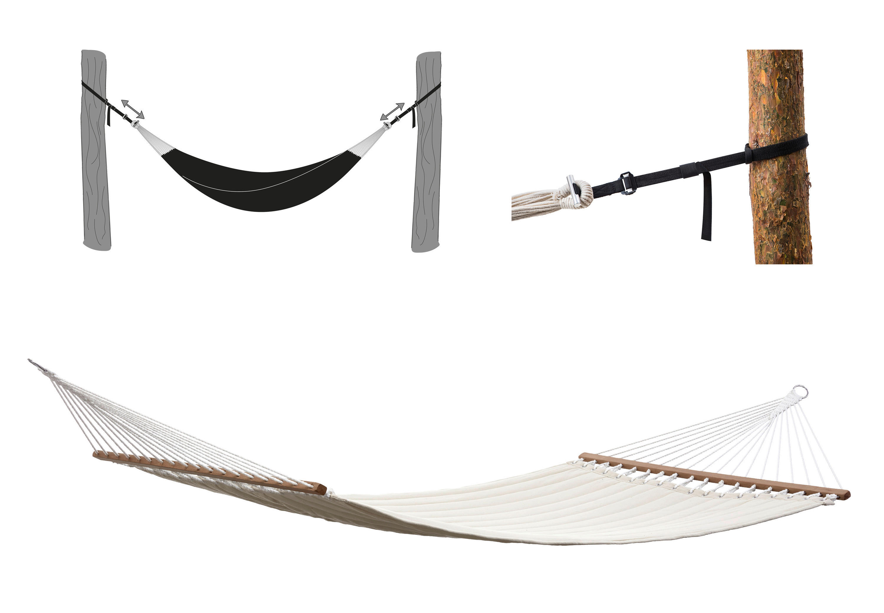 Grasekamp Stabhängematte beige Holz B/L...
