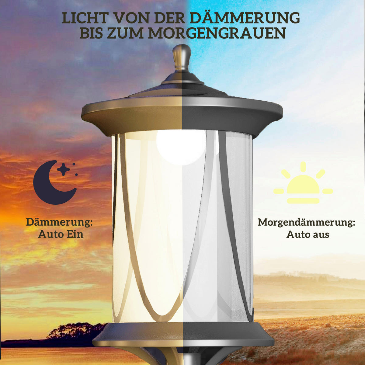 Solar Gartenlaterne schwarz Kunststoff B/H/L: ca. 17x127x17 cm Solar Gartenlaterne - schwarz (17,00/17,00/127,00cm) - Outsunny